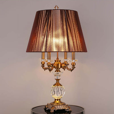 Lampe de table de luxe en alliage de zinc et cristal à 1 lumière, style européen 