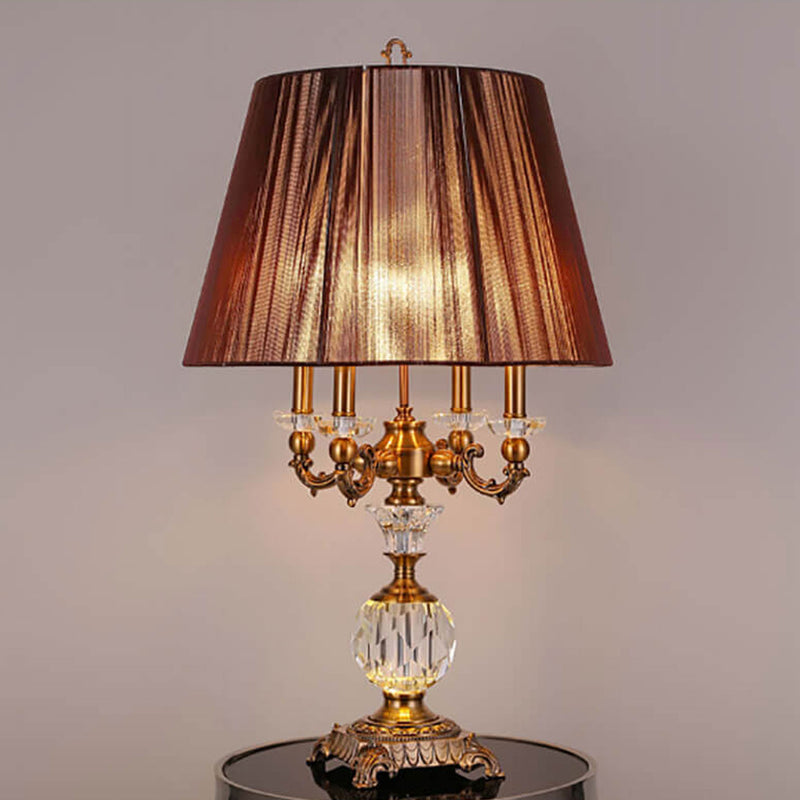 Lampe de table de luxe en alliage de zinc et cristal à 1 lumière, style européen 