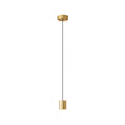 Modern Light Luxury Brass Cylinder Design LED Mini Pendant Light