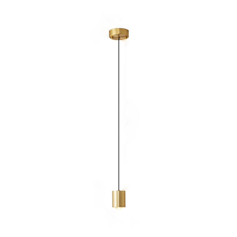 Modern Light Luxury Brass Cylinder Design LED Mini Pendant Light