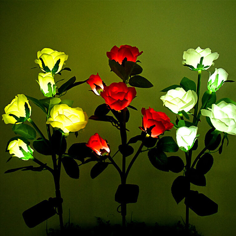 Modern Solar Rose Bouquet 5 Head LED Outdoor Garden Decorative Ground Insert Landscape Light