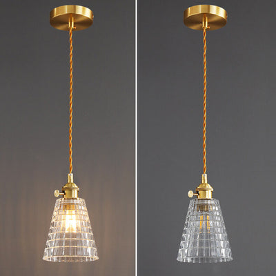 Modern Luxury Glass Bell Shade Brass 1-Light Pendant Light