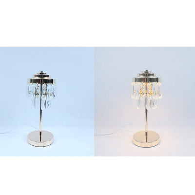 Moderne LED-Tischlampe aus Kristall mit Blumenmuster aus Goldmetall 