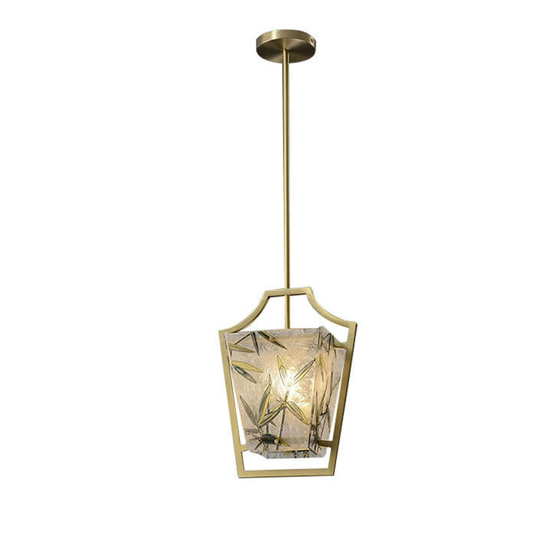 Full Copper Chinese Enamel Painted 1-Light Pendant Light