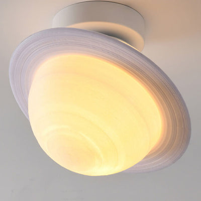 Nordic Creative Saturn Planet 1-Light Semi Flush Mount Ceiling Light