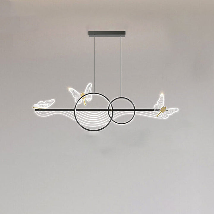 Lustre LED linéaire rond papillon de luxe nordique 