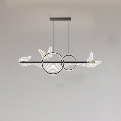 Nordic Light Luxury Butterfly Round Linear Island Light LED Chandelier