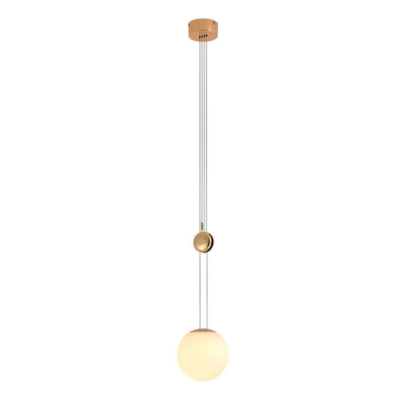 Nordic Light Luxury Hardware Glass Round Flat LED Pendant Light