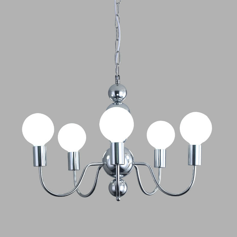 French Modern Minimalist Round Ball Iron Glass 3/5/8 Light Chandelier