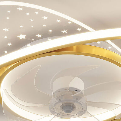 Modern Creative Planet Star Effect LED Flush Mount Ceiling Fan Light