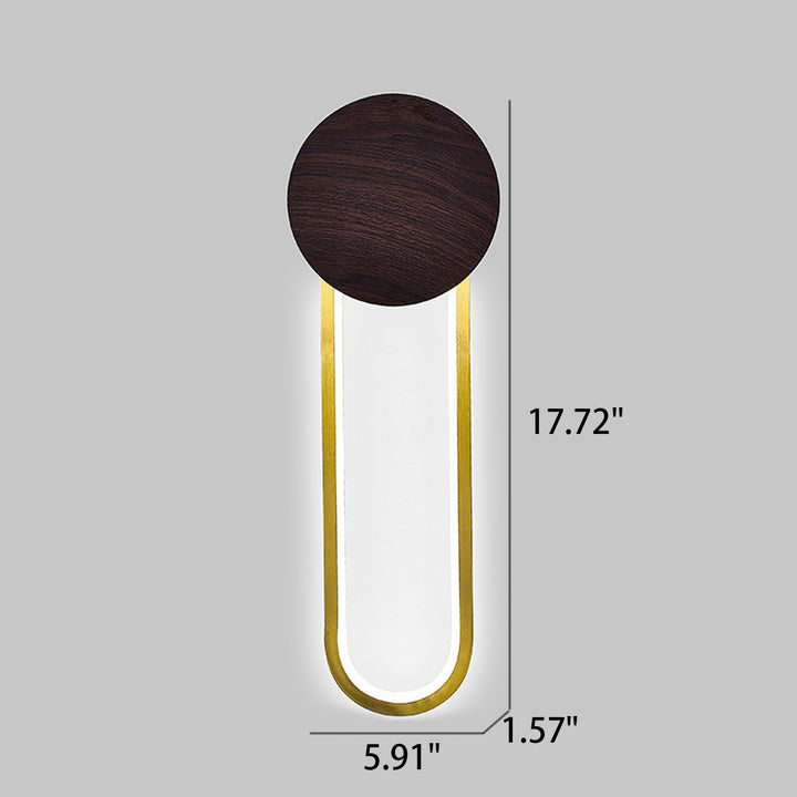 Lámpara de pared LED de hierro forjado redonda de grano de madera minimalista moderna 