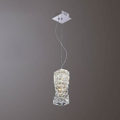 Modern Luxury Crystal Column Stainless Steel LED Pendant Light