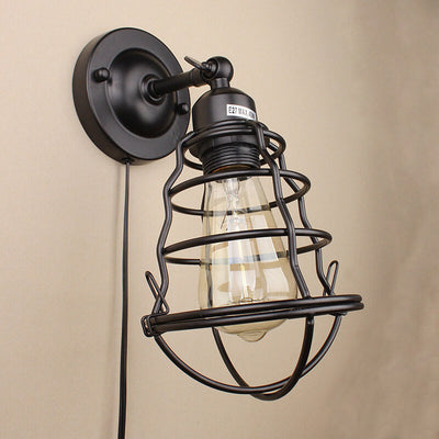 Industrial Vintage Iron Cage 1-Light Wall Sconce Lamp