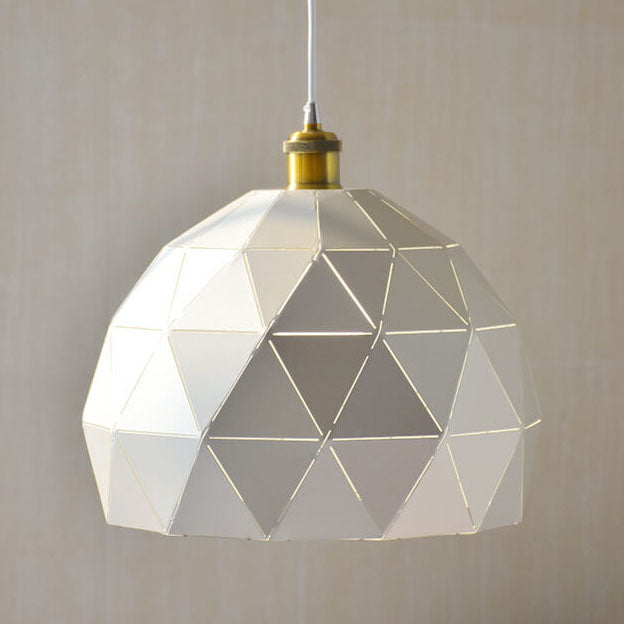 Industrial Simple Iron Diamond Hollow Dome 1-Light Pendant Light