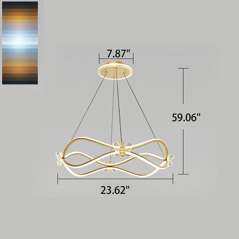 Modern Minimalist Wave Iron 3/4-Light LED Island Light Chandelier