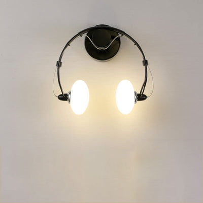 Modern Glass Creative Headphone Design 2-Light Wall Sconce Lamp