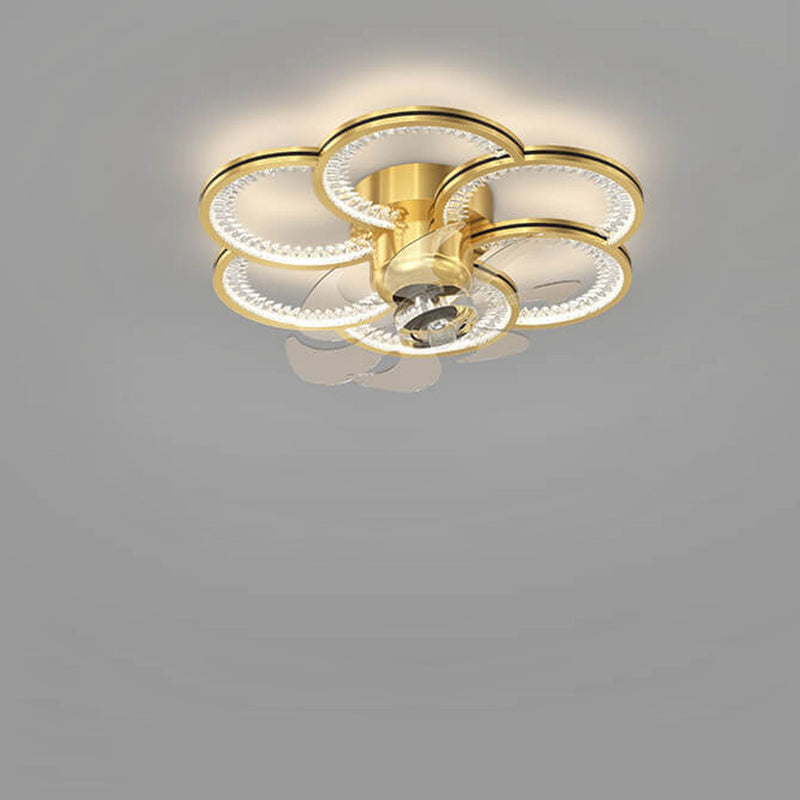 Modern Luxury Flower Petal Design LED Flush Mount Ceiling Fan Light