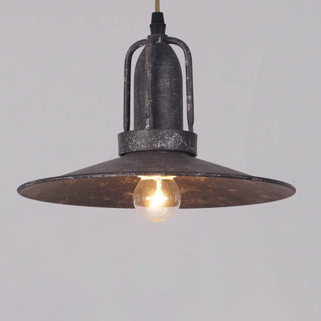 Contemporary Industrial Pot Lid Iron Antique 1-Light Pendant Light For Living Room