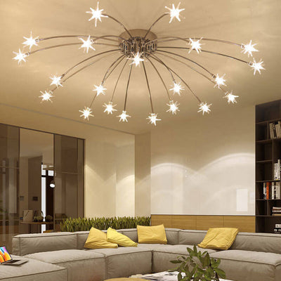 Contemporary Creative Full Of Star Iron 12/21/28 Light Flush Mount Ceiling Light For Living Room