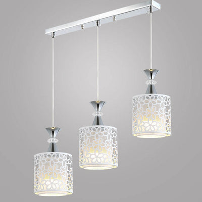 Nordic Simple Floral Pattern Cylinder Hardware 1/3 Light Island Light Chandelier