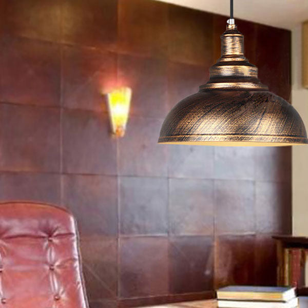 Lustre Suspendu à 1 Lumière avec Abat-jour Rond en Fer de Style Industriel 