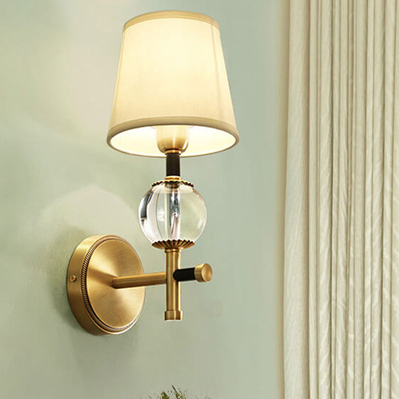 Modern American Brass Fabric 1/2 Light Wall Sconce Lamp