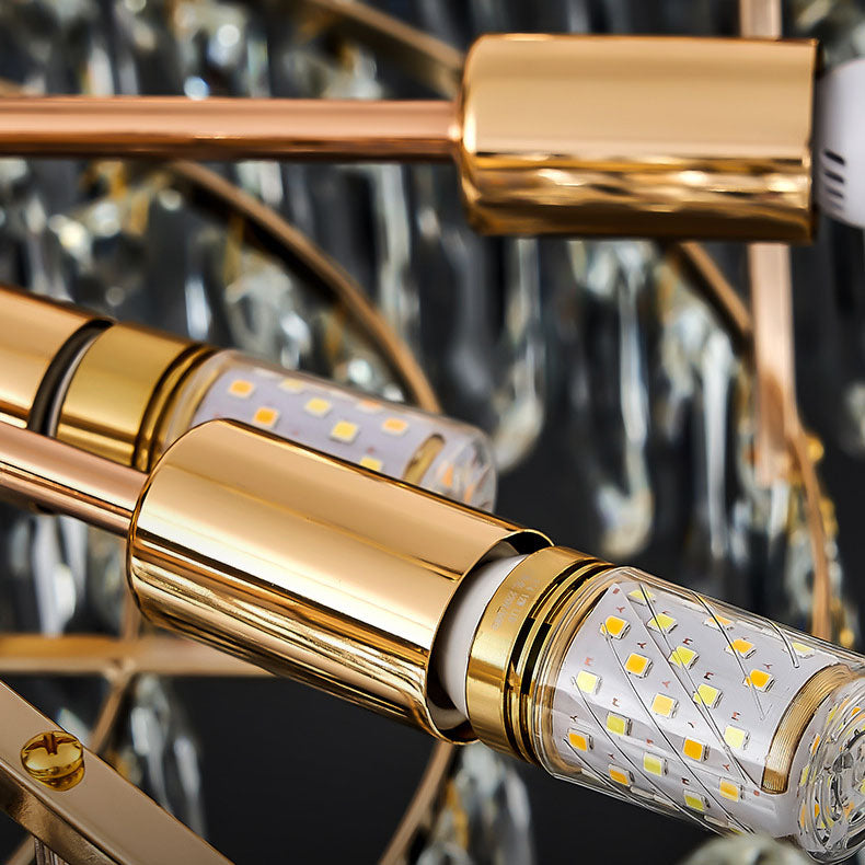 Lustre moderne de luxe avec ornementation de coquillage et abat-jour en cristal à niveaux 11/12/15/21/28 lumières pour le salon 