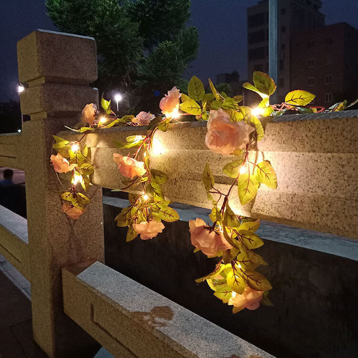 Luces de cadena LED para exteriores a prueba de agua y golpes Rosa Solar 