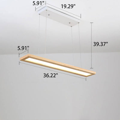 Nordic Minimalist Log Rectangular Strip Island Light LED Chandelier