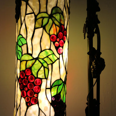 European Retro Tiffany Glass Painted 1-Light Table Lamp