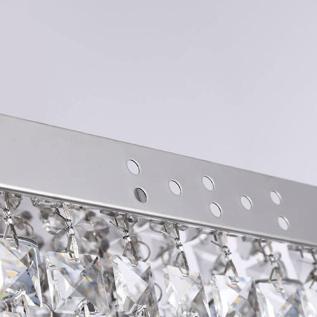Plafonnier LED moderne carré en acier inoxydable avec abat-jour en cristal 