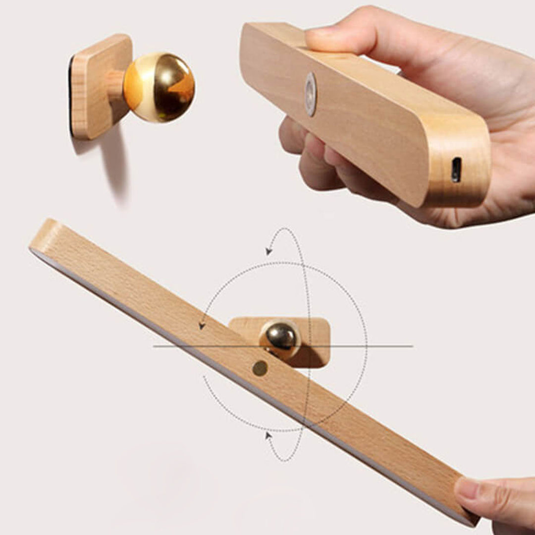Lampe murale à LED magnétique USB en bande de bois moderne pour miroir 