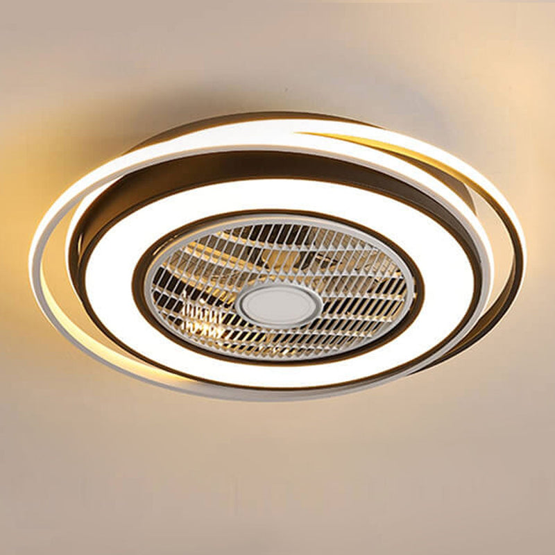 Nordic Simple Crystal Round Frame Design LED Flush Mount Ceiling Fan Light