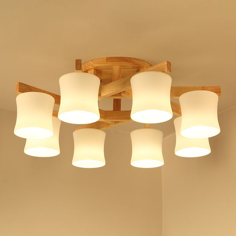 Nordic Simple Log Glass Cylinder Shade 3/5/8 Light Semi-Flush Mount Deckenleuchte