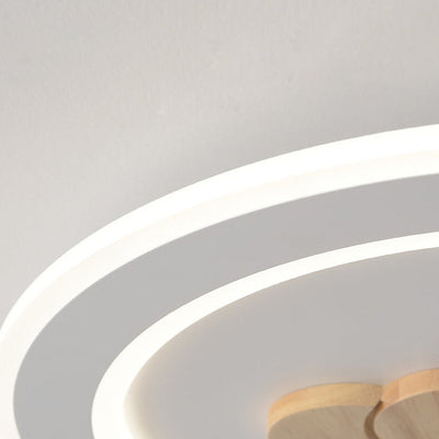 Modern Simple Solid Wood Pattern LED Flush Mount Light