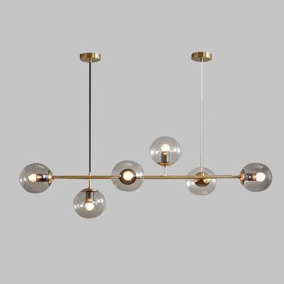 Modern Minimalist Long Glass Round Globe Island Light 6-Light Chandelier