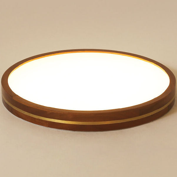 Moderne schlanke LED-Deckenleuchte in Walnussfarbe aus Holz 