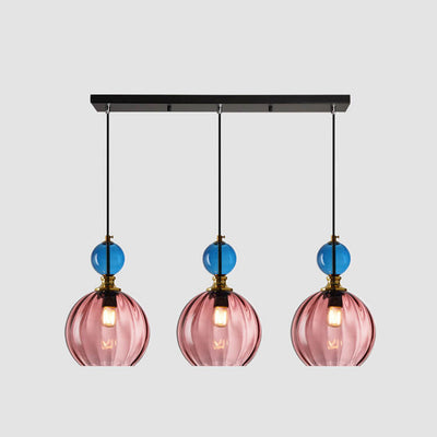 Danish Creative Stripes Glass Round 1/3 Light Chandelier