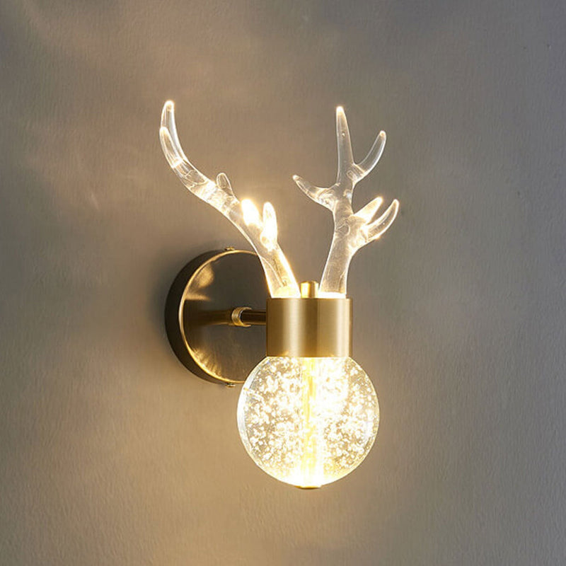 Nordic Luxury Antler Bubble Crystal LED Wall Sconce Lamp