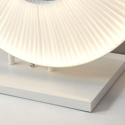 Contemporary Nordic Pleated Fabric Circle Ring Shade Iron Base LED Standing Floor Lamp For Living Room
