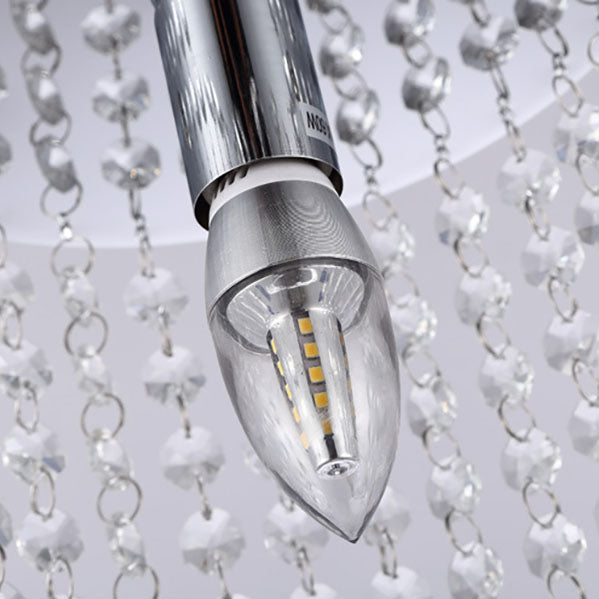 Modern Minimalist Crystal Bead Curtain Round 1-Light Semi-Flush Mount Ceiling Light For Hallway