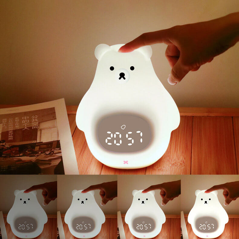 Réveil en silicone ours polaire avec lumière LED de nuit 