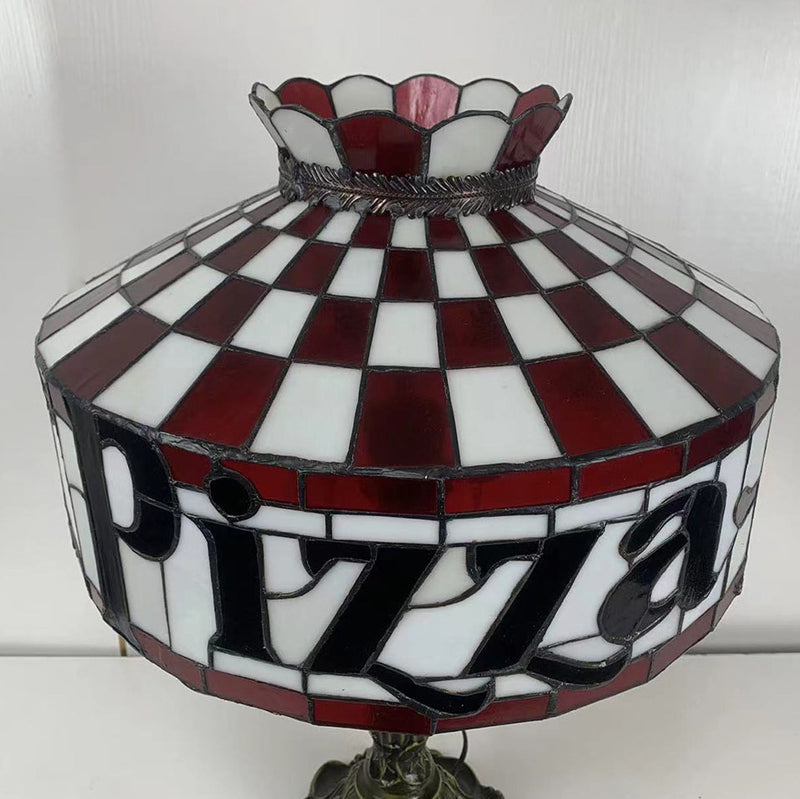 Tiffany Pizza Stained Glass Cone 1-Light Table Lamp
