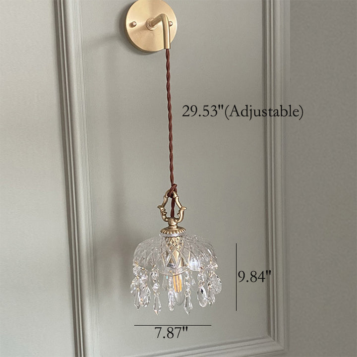 Vintage dekorative florale Kristall 1-Licht Wandleuchte 