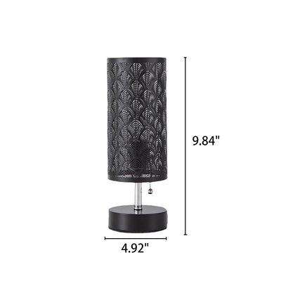 Lampe de table à 1 lumière en tissu de fer creux à colonne créative 