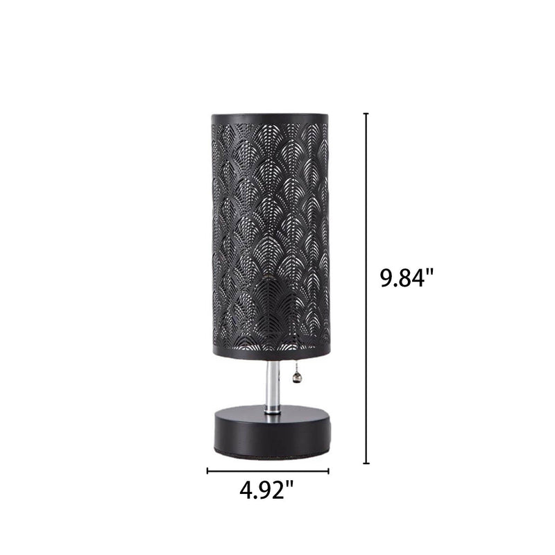 Lampe de table à 1 lumière en tissu de fer creux à colonne créative 