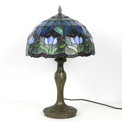 Lámpara de mesa de vidrio teñido Tiffany decorativa europea de 1 luz 