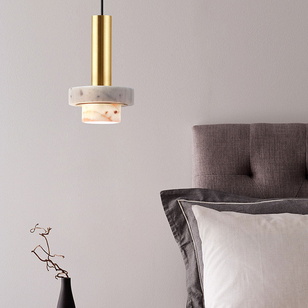 Suspension Luminaire en Métal et Marbre de Luxe Moderne à 1 Lumière 