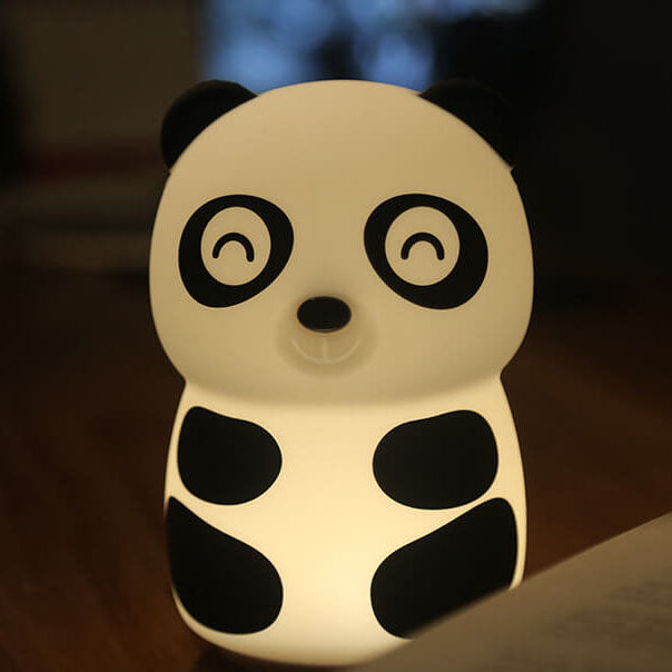 Lámpara de mesa de luz nocturna LED de silicona creativa con forma de panda de dibujos animados 