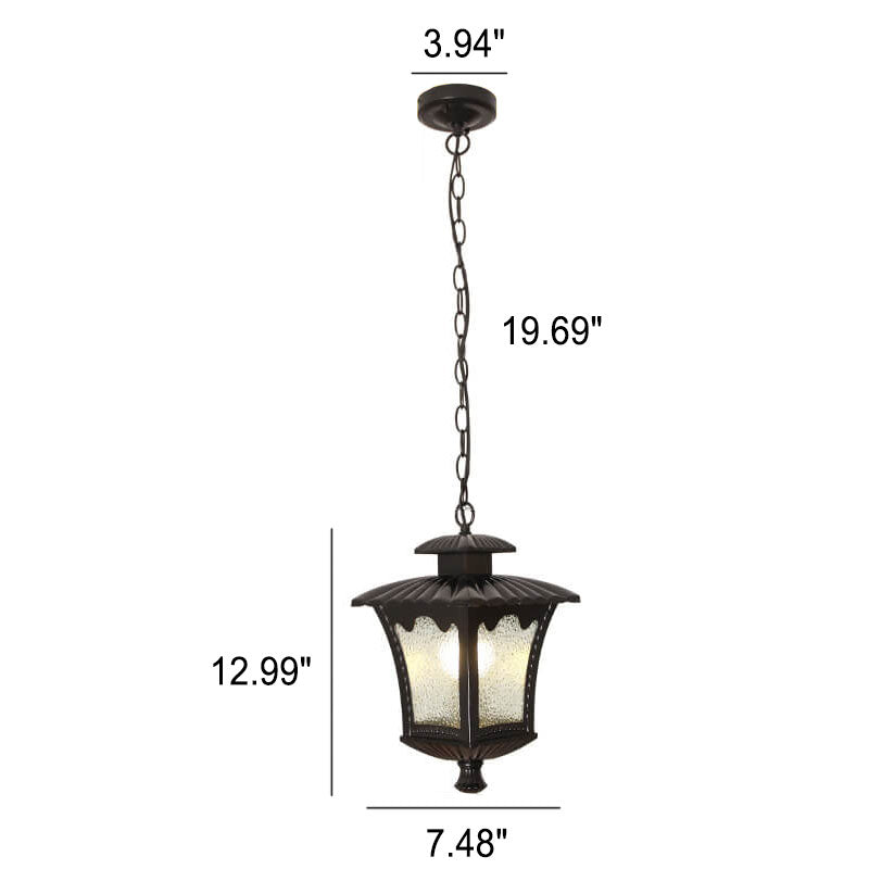 European Industrial Glass Square Outdoor 1-Light Pendant Light